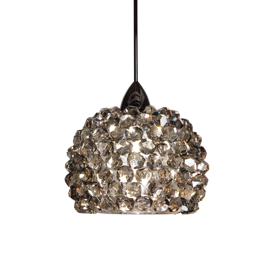 Gia LED Black Ice Pendant with Chrome Canopy