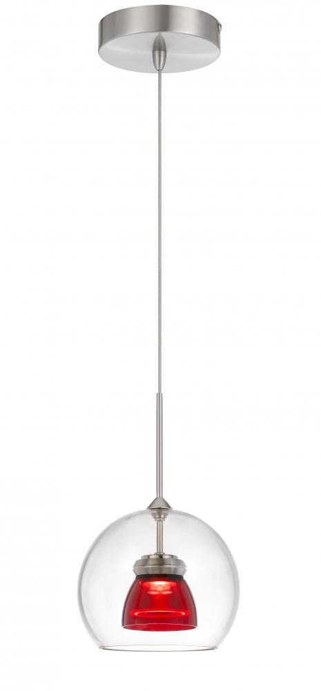 Integrated dimmable LED glass mini pendant light. 6W, 450 lumen, 3000K