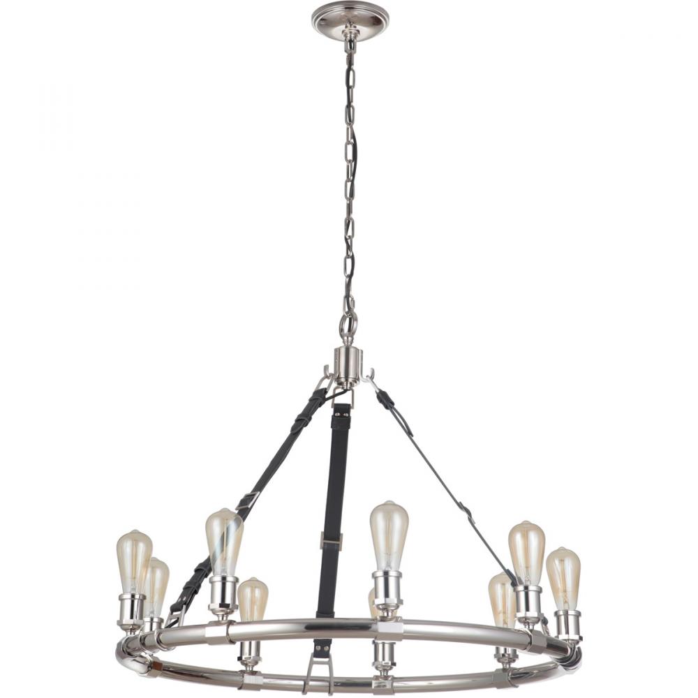 Huxley 9 Light Chandelier in Polished Nickel