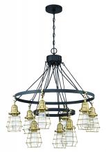 Craftmade 50629-FBSB - Thatcher 9 Light Chandelier in Flat Black/Satin Brass