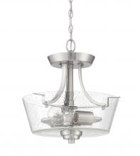 Craftmade 41952-BNK-CS - Grace 2 Light Convertible Semi Flush in Brushed Polished Nickel (Clear Seeded Glass)