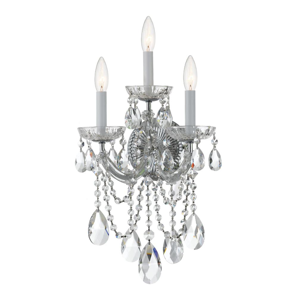 Maria Theresa 3 Light Spectra Crystal Polished Chrome Sconce