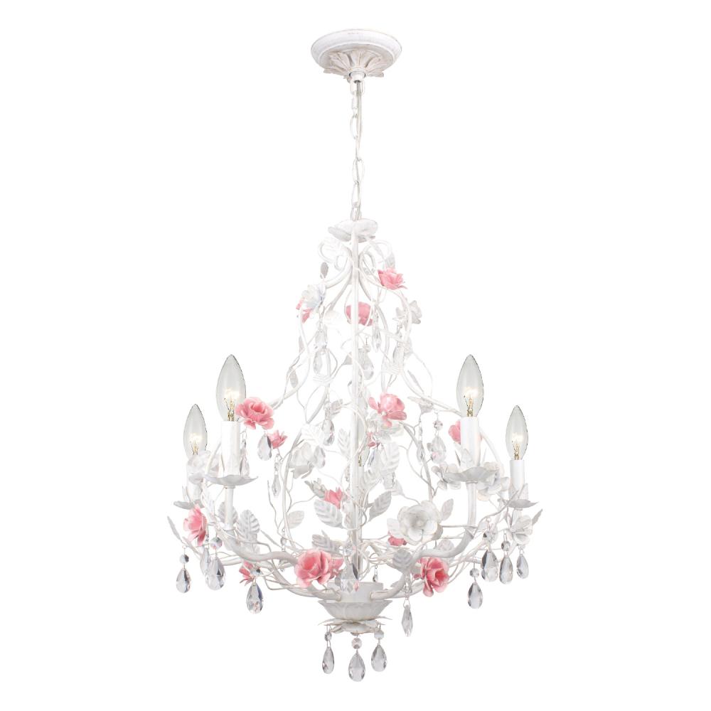 Lola 5 Light Wet White Chandelier