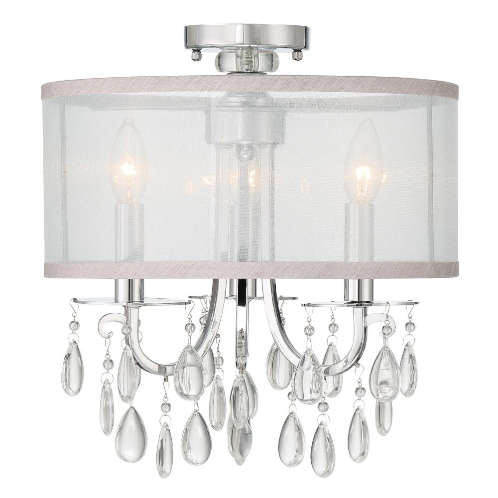 Hampton 3 Light Polished Chrome Semi Flush Mount