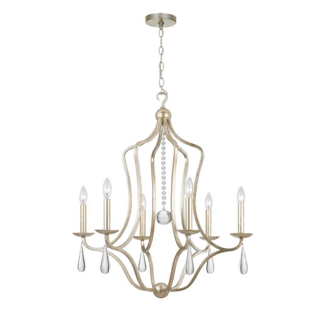 Manning 6 Light Silver Leaf Chandelier