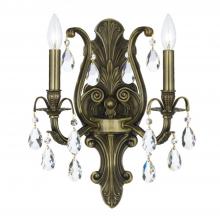 Crystorama 5563-AB-CL-SAQ - Dawson 2 Light Spectra Crystal Antique Brass Sconce