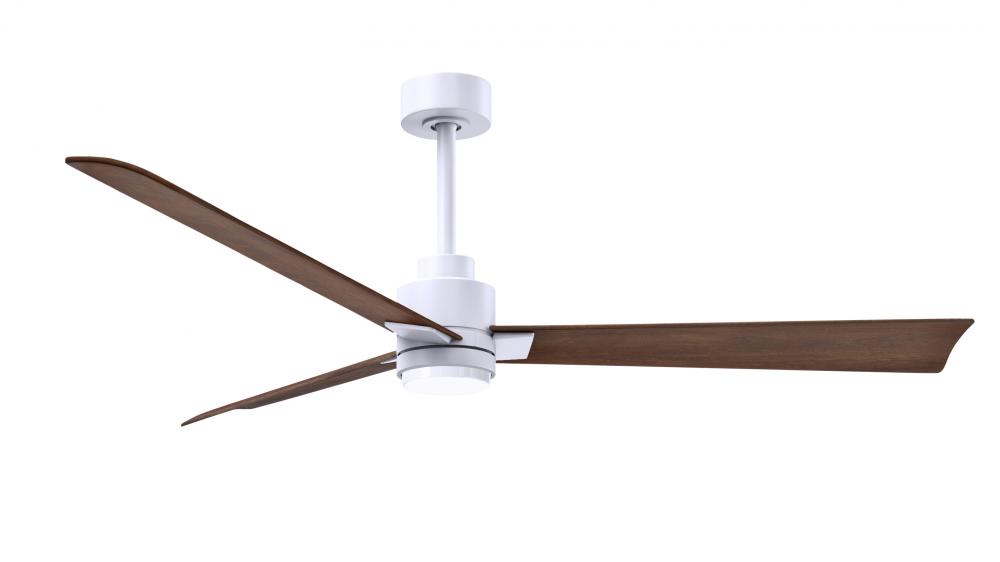 Alessandra 3-blade transitional ceiling fan in matte white finish with walnut blades. Optimized fo