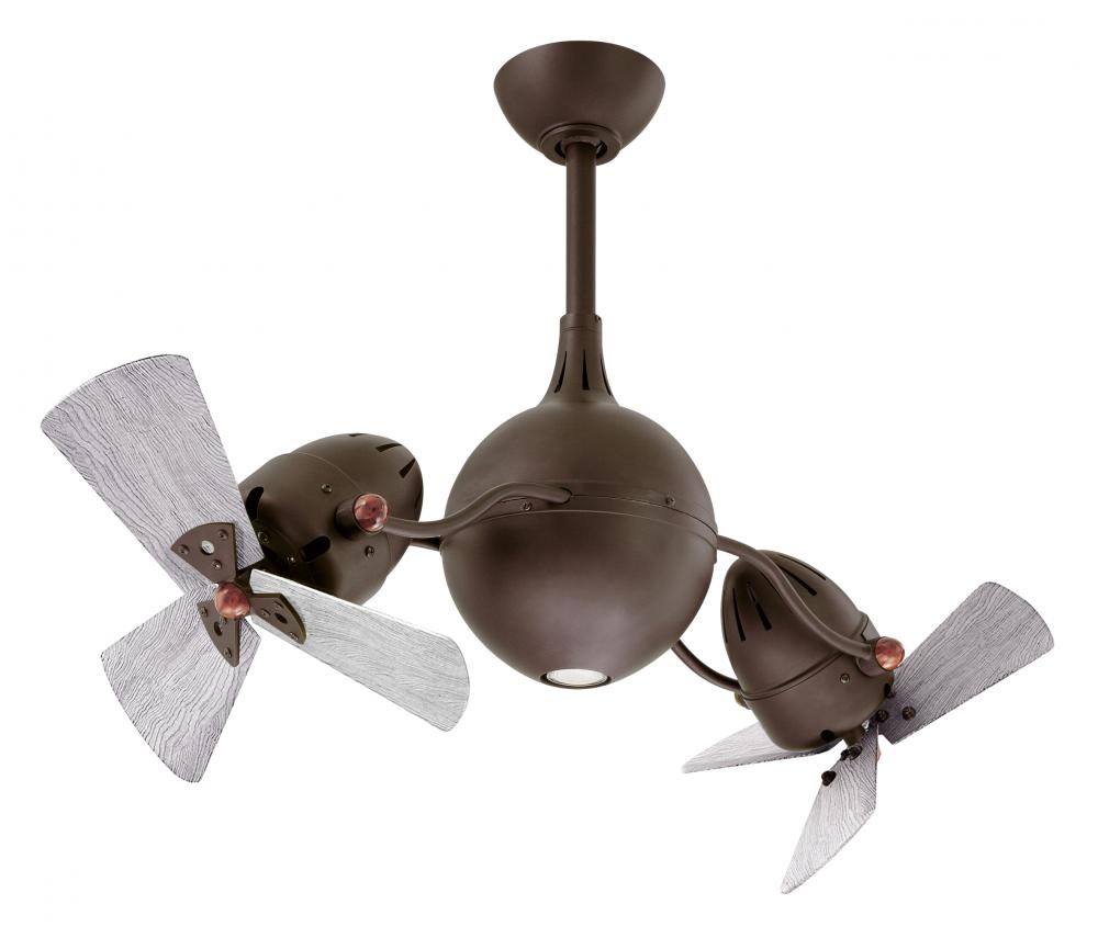 Acqua 360° rotational 3-speed ceiling fan in textured bronze finish with solid barn wood blades a