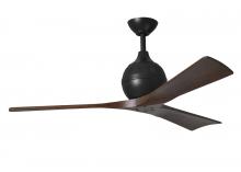 Matthews Fan Company IR3-BK-WA-52 - Irene-3 three-blade paddle fan in Matte Black finish with 52" solid walnut tone blades.