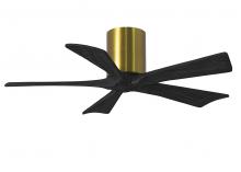 Matthews Fan Company IR5H-BRBR-BK-42 - Irene-5H five-blade flush mount paddle fan in Brushed Brass finish with 42” solid matte black wo