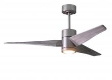 Matthews Fan Company SJ-BN-BW-52 - Super Janet three-blade ceiling fan in Brushed Nickel finish with 52” solid barn wood tone blade