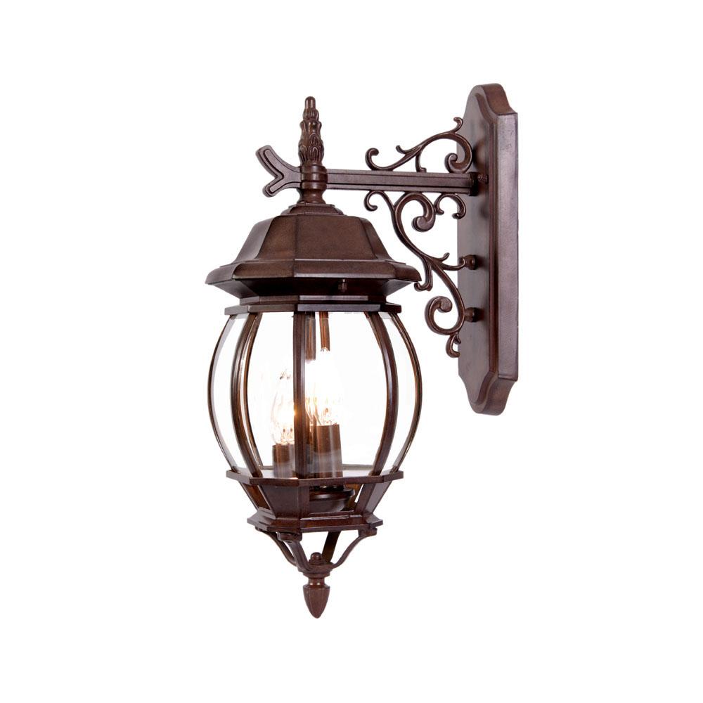 Chateau Collection Wall-Mount 3-Light Outdoor Burled Walnut Light Fixture