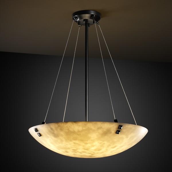 48" Pendant Bowl w/ Concentric Squares Finials