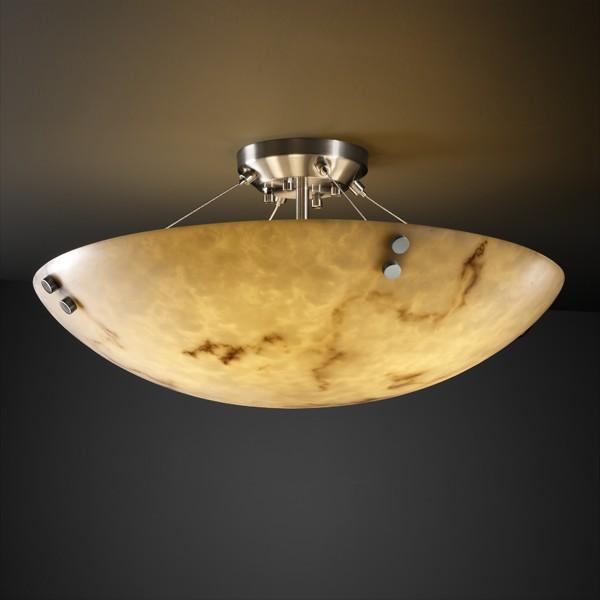 48" Semi-Flush Bowl w/ PAIR CYLINDRICAL FINIALS