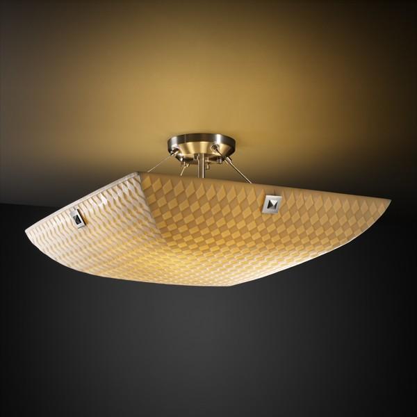 18" Semi-Flush Bowl w/ CONCENTRIC SQUARES FINIALS