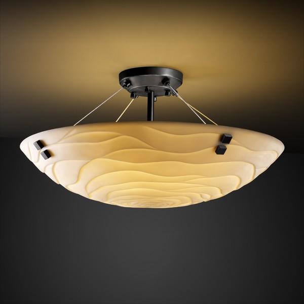 18" LED Semi-Flush Bowl w/ PAIR SQUARE W/ POINTS FINIALS