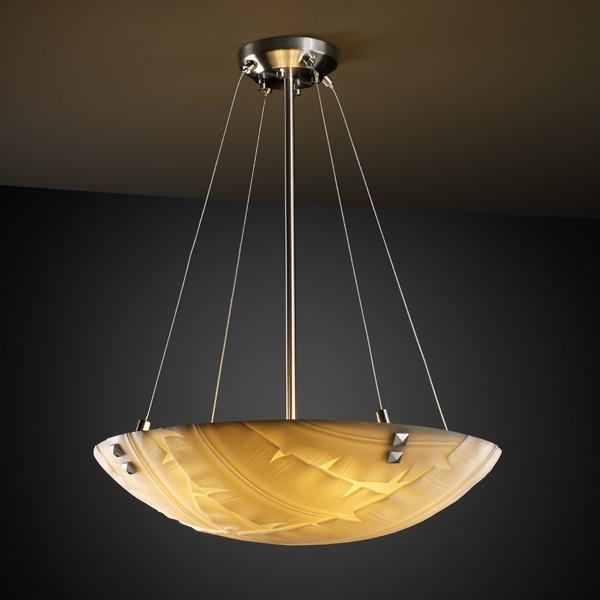 18" LED Pendant Bowl w/ CONCENTRIC SQUARES FINIALS