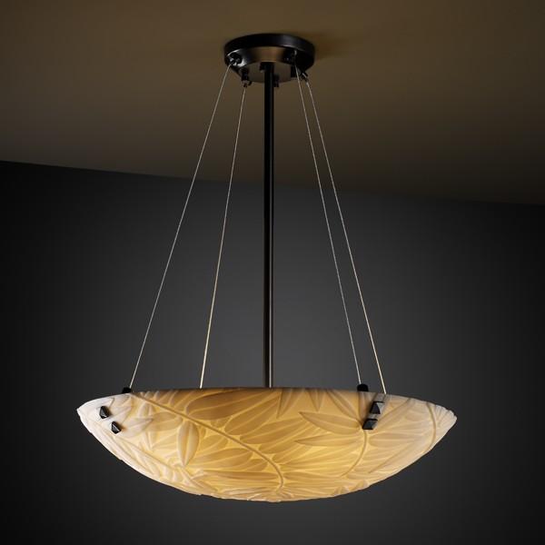 24" LED Pendant Bowl w/ PAIR SQUARE FINIALS