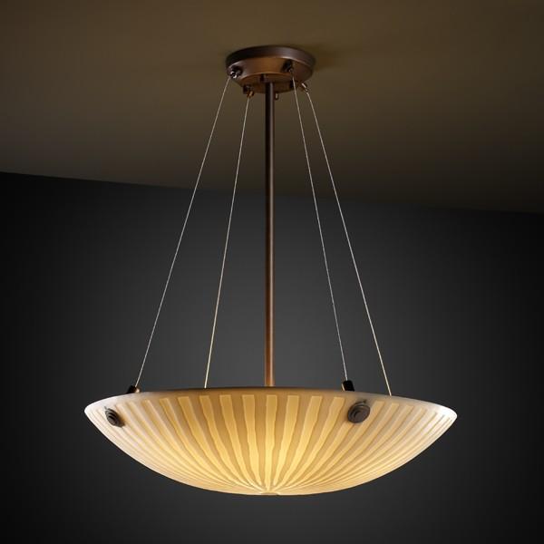 24" LED Pendant Bowl w/ LARGE SQUARE W/ POINT FINIALS