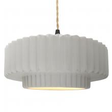 Justice Design Group CER-6555-BIS-MBLK-BEIG-TWST - Large Tier Pleated 1-Light Pendant