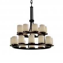 Justice Design Group POR-8767-10-PLET-DBRZ - Dakota 21-Light 2-Tier Ring Chandelier