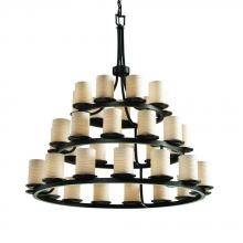 Justice Design Group POR-8712-10-BANL-MBLK - Dakota 36-Light 3-Tier Ring Chandelier