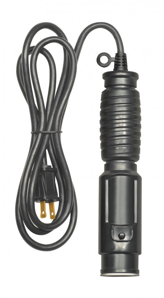 6 Foot; 2 Wire Black Metal Trouble Light; Less Cage; 18-2 SJTW; 0.625A-120V; 75W Max; Indoor Use