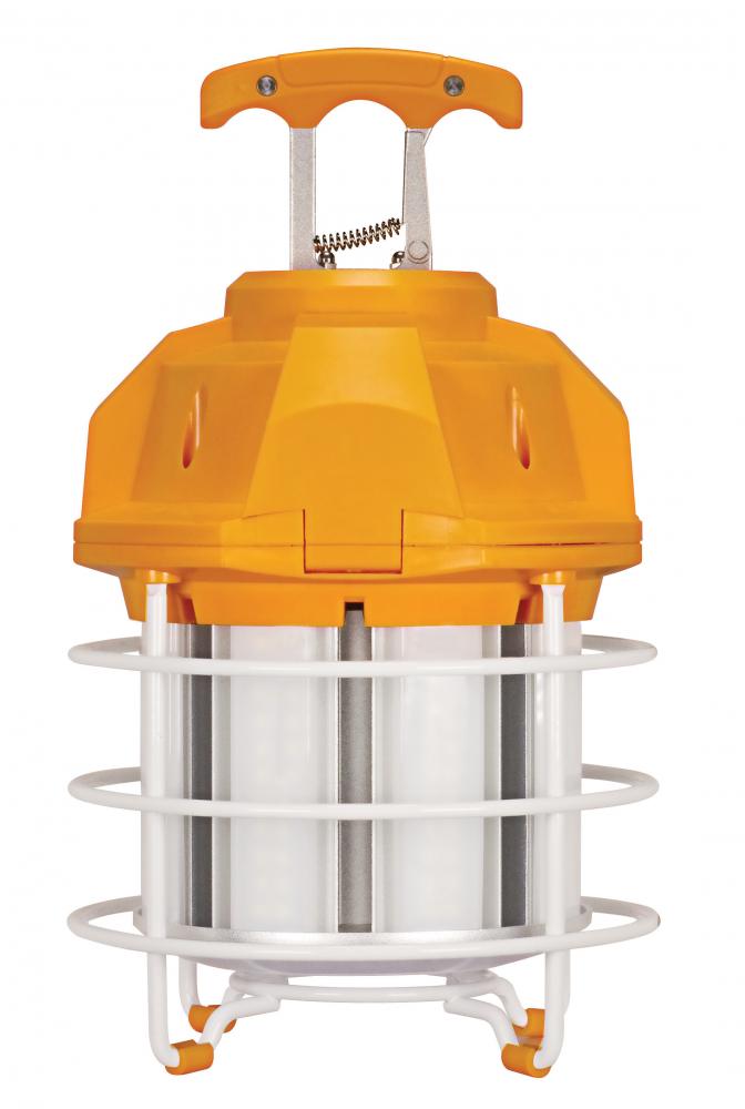 60 Watt LED Hi-lumen temporary hi-bay caged lamp; 5000K; Integrated cord / plug and hook; 120 Volt