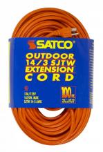 Satco Products Inc. 93/5010 - 100 Foot Orange Heavy Duty Outdoor Extension Cord; 14/3 Ga. SJTW-3 Orange Cord With Sleeve;