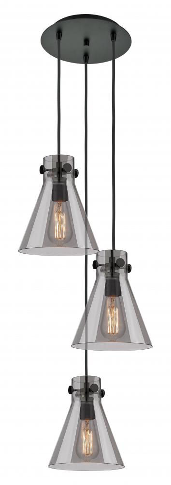 Newton Cone - 3 Light - 16 inch - Matte Black - Multi Pendant