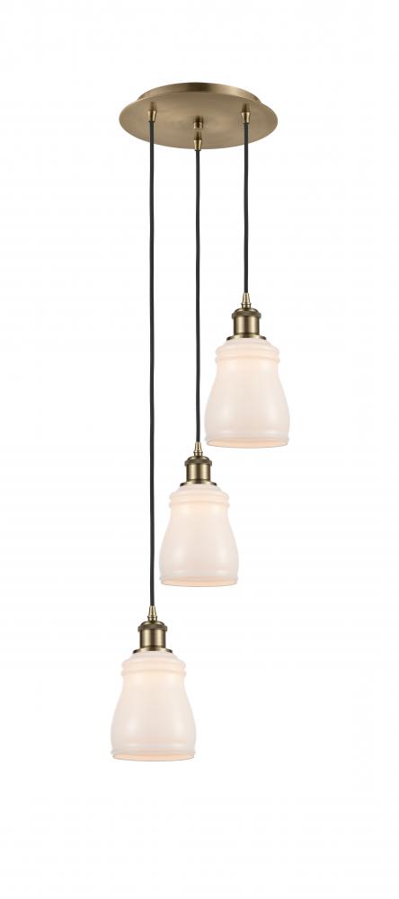 Ellery - 3 Light - 12 inch - Antique Brass - Cord Hung - Multi Pendant