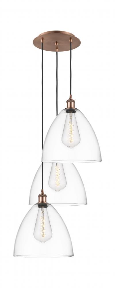 Bristol - 3 Light - 19 inch - Antique Copper - Cord Hung - Multi Pendant