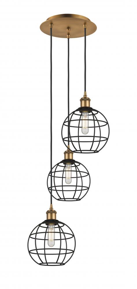 Lake Placid - 3 Light - 15 inch - Brushed Brass - Cord Hung - Multi Pendant