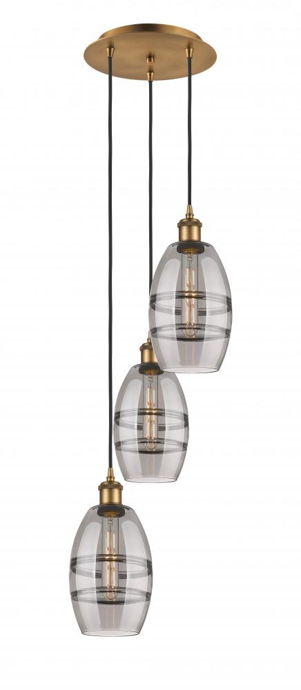 Vaz - 3 Light - 12 inch - Brushed Brass - Cord hung - Multi Pendant