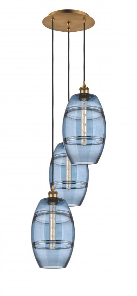 Vaz - 3 Light - 15 inch - Brushed Brass - Cord hung - Multi Pendant