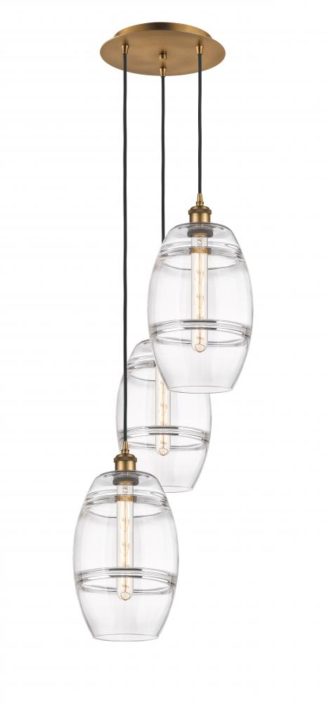 Vaz - 3 Light - 15 inch - Brushed Brass - Cord hung - Multi Pendant