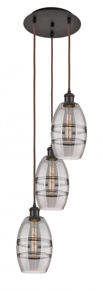 Vaz - 3 Light - 12 inch - Oil Rubbed Bronze - Cord hung - Multi Pendant