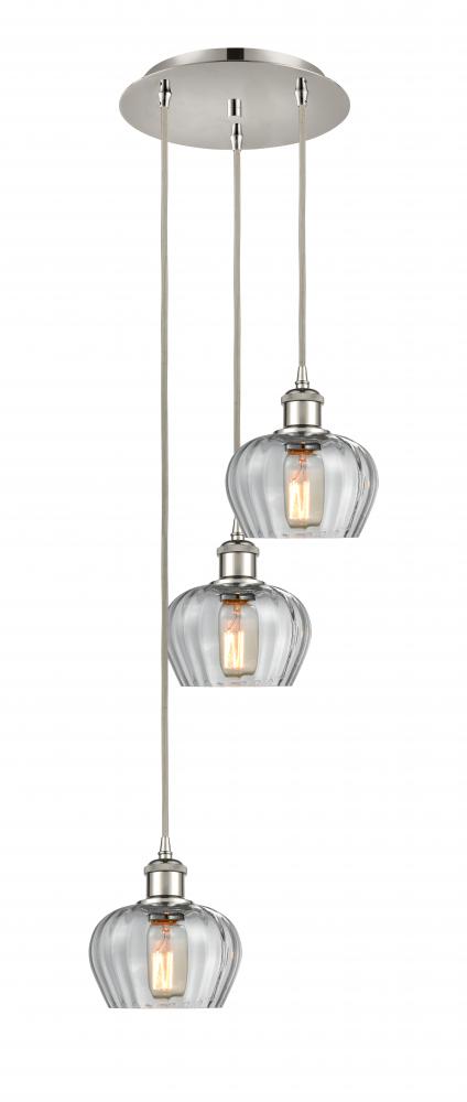 Fenton - 3 Light - 13 inch - Polished Nickel - Cord Hung - Multi Pendant