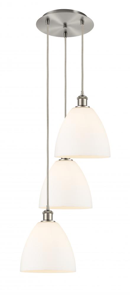 Bristol - 3 Light - 16 inch - Brushed Satin Nickel - Cord Hung - Multi Pendant