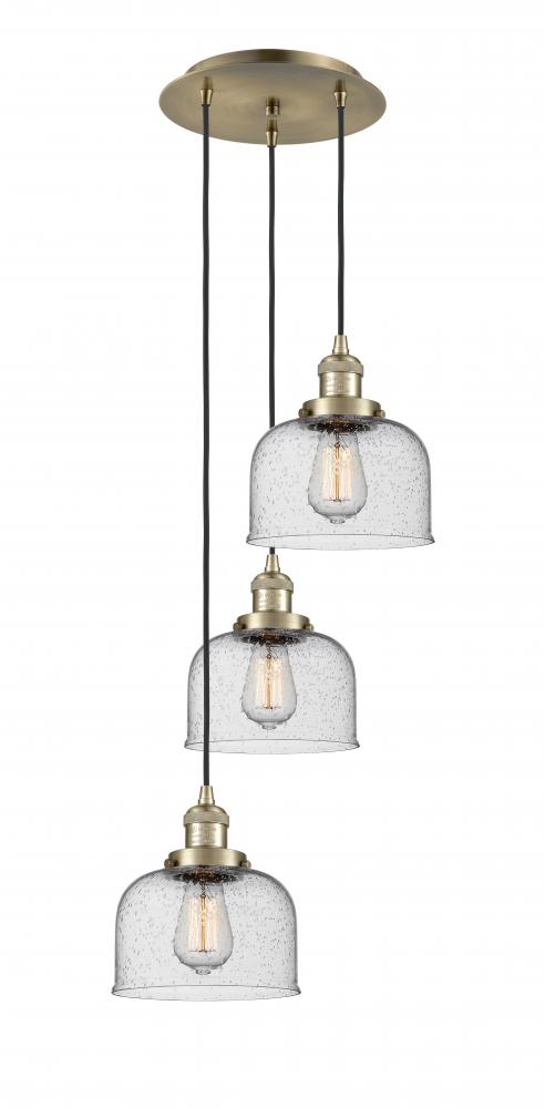 Cone - 3 Light - 14 inch - Antique Brass - Cord hung - Multi Pendant