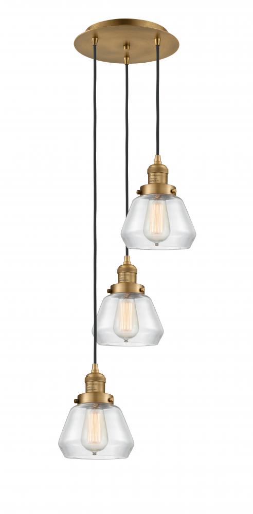 Fulton - 3 Light - 14 inch - Brushed Brass - Cord hung - Multi Pendant