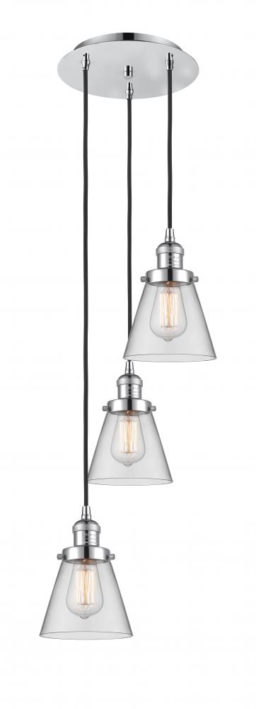 Cone - 3 Light - 13 inch - Polished Chrome - Cord hung - Multi Pendant