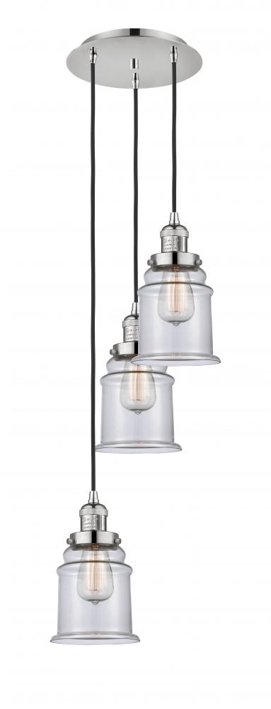 Canton - 3 Light - 13 inch - Polished Nickel - Cord hung - Multi Pendant