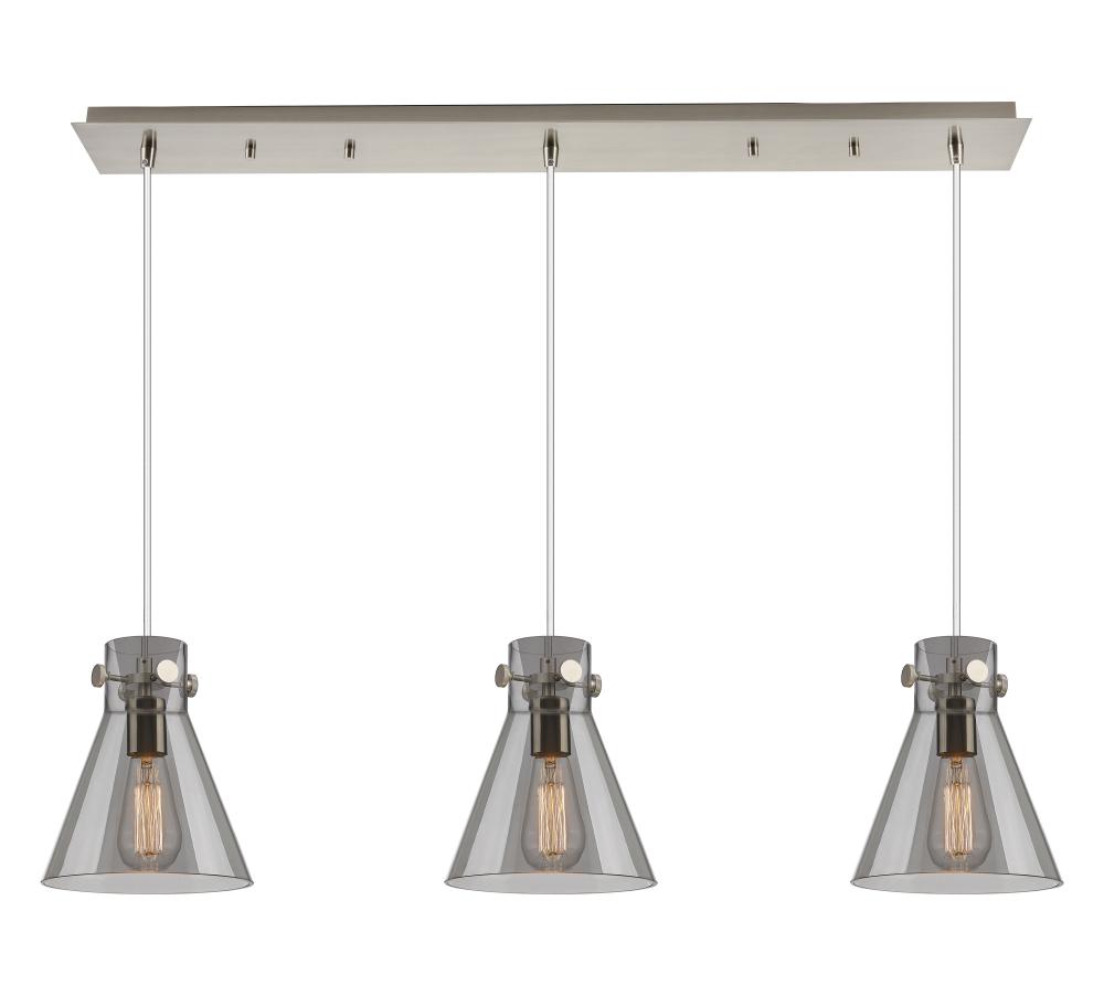 Newton Cone - 3 Light - 40 inch - Brushed Satin Nickel - Linear Pendant