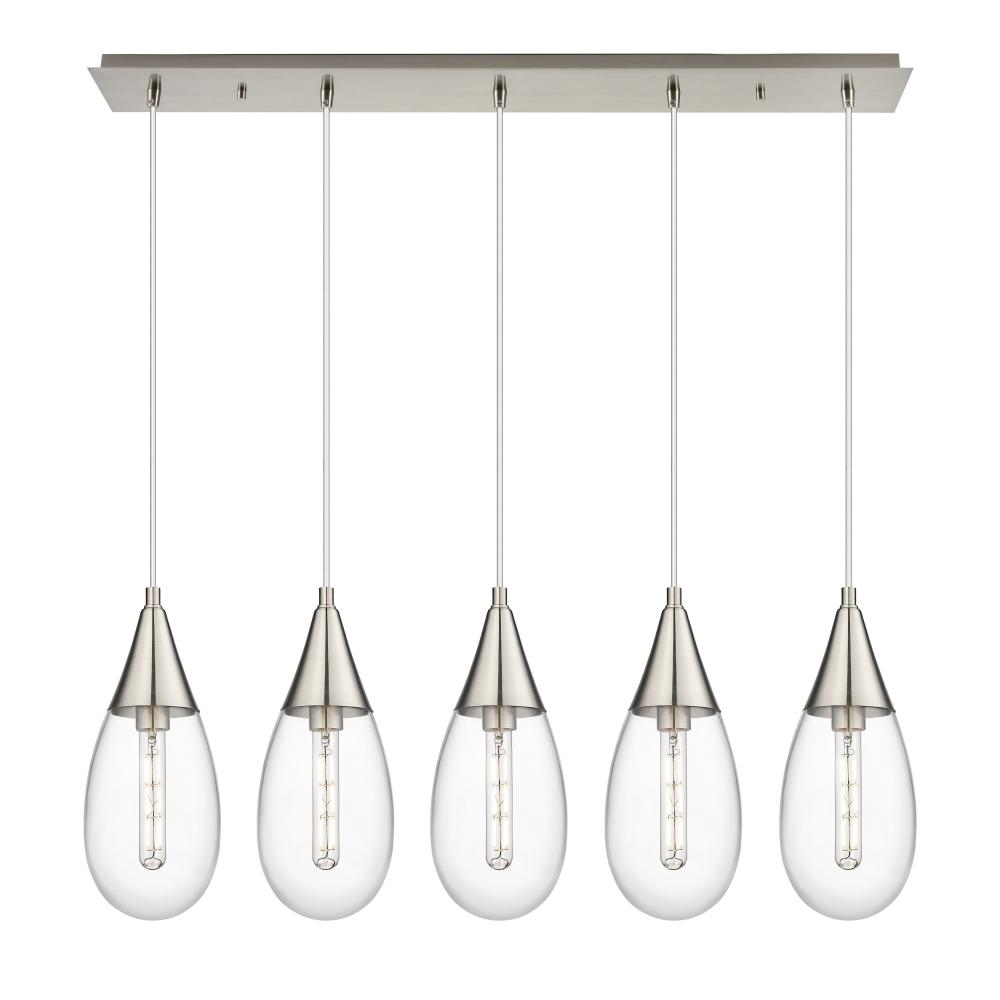 Malone - 5 Light - 38 inch - Brushed Satin Nickel - Linear Pendant