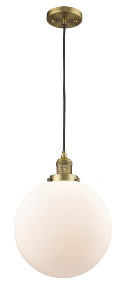 Beacon - 1 Light - 12 inch - Brushed Brass - Cord hung - Mini Pendant