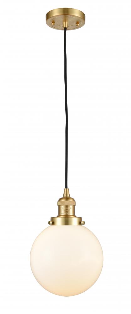 Beacon - 1 Light - 8 inch - Satin Gold - Cord hung - Mini Pendant