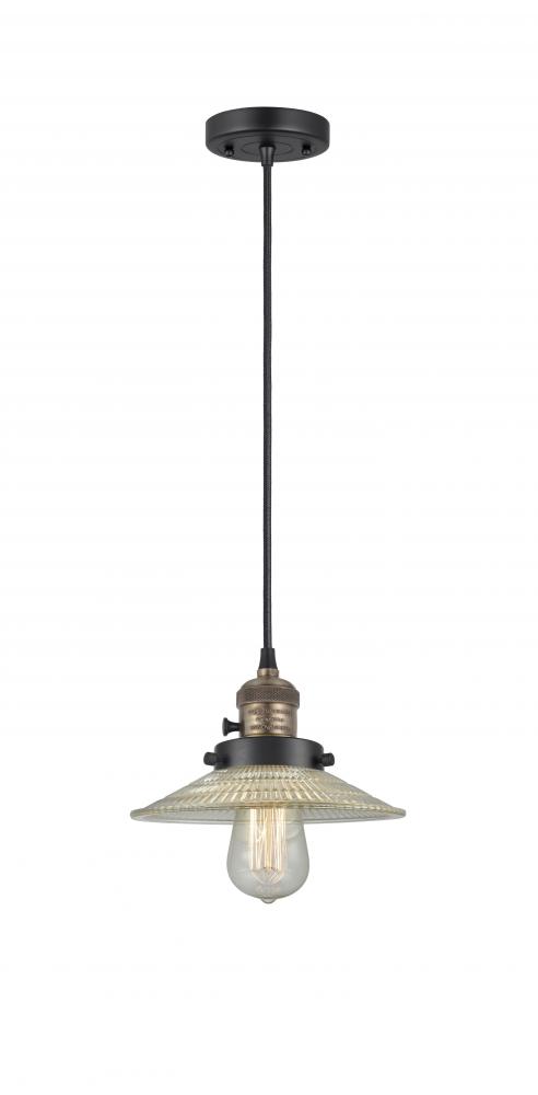 Halophane - 1 Light - 9 inch - Black Antique Brass - Cord hung - Mini Pendant