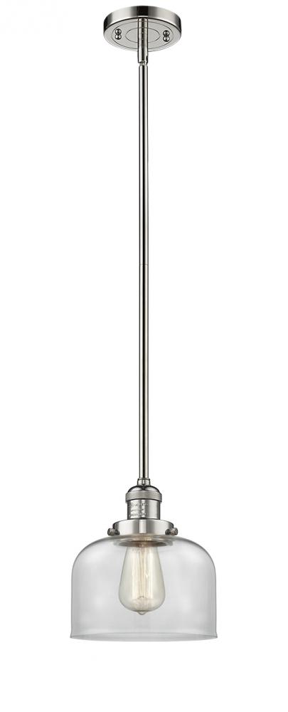 Bell - 1 Light - 8 inch - Polished Nickel - Stem Hung - Mini Pendant