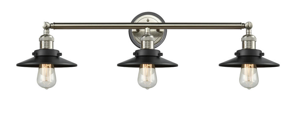 Railroad - 3 Light - 32 inch - Brushed Satin Nickel - Bath Vanity Light